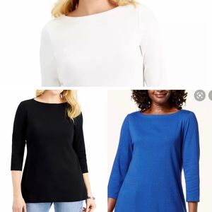 Karen Scott Bundle Basics Boat Neck Tunic Tops M